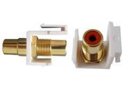 RCA DOUBLE FEMALE KEYSTONE INSERT GOLD PLATED RED INSULATOR WHITE QTY 10