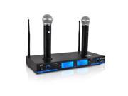 Premier Series UHF Wireless Microphone System with 2 Handheld Mics Dual Rechargeable Dock Selectable Frequency LCD Display Rack Mountable