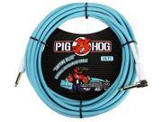 Pig Hog Daphne Blue Woven Jacket Tour Grade Instrument Cable 20 foot Right Angle