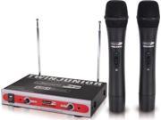 Dual VHF wireless microphone system w VHF H frequency band for interference free reception