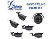 Grandstream GXV3672_HD Bundle of 6 Outdoor 720p Day Night HD IP Camera 8mm