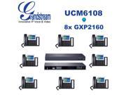 Grandstream Combo UCM6108 8 Port IP PBX 8x GXP2160 Enterprise IP 6Line Phone