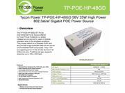 Tycon Power TP POE HP 48GD 56V 50W High Power Gigabit 802.3at af POE
