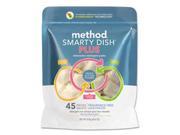 Method MTH01266CT Smarty Dish Plus Detergent Tabs Fragrance Free 45 Tabs Pack 6 Pk Carton
