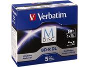 Verbatim Blu ray Recordable Media BD R DL 6x 50 GB 5 Pack Jewel Case
