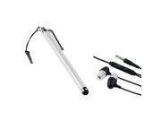 eForCity 2x White Pen w Dust Cap Black Headset Compatible with Samsung© Galaxy S3 S4 i9500 Note 2 N7100