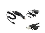 eForCity Complete Charging Synching Solution Car Charger Travel Charger USB Cable Black For Blackberry Bold 9700 Onyx