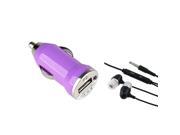 eForCity Mini Purple DC Charger Black Headset Compatible With Samsung© Galaxy S 3 i9300 S4 i9500 N7100