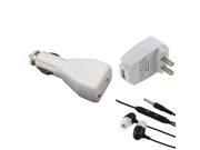 eForCity White AC Car Charger Black Headset Compatible with Samsung Galaxy S 3 S iii i9300 i9500 S4