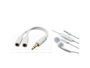 eForCity White 3.5mm Stereo Headset w On off Mic White Headset Splitter For Apple® iPhone 5 5S 5C 5th 2 3 GS 4 G