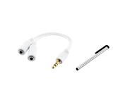 eForCity White Headphone Splitter Silver Stylus Compatible With Samsung© Galaxy S III i9300 i9500 S 4