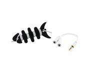 eForCity White Headset Music Splitter Fishbone Wrap Compatible With Samsung© Galaxy S3 i9300 i9500 S4