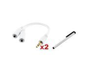 eForCity 2x Headset Splitter Compatible with Samsung© Galaxy i9300 S4 i9500 Note 2 i9300 Silver Stylus