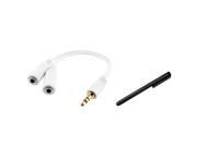 eForCity 2x White Headset Splitter Black Stylus Compatible with Samsung© Galaxy i9300 S4 i9500 Note 2
