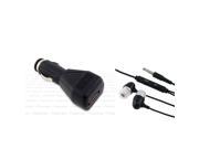 eForCity Black Universal 3.5mm In Ear Stereo Headset w On off Mic Black Universal USB Car Charger Adapter Compatible With Samsung Galaxy Tab Tab2 7 P1000 P62