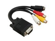 eForCity Black VGA to S Video 3 RCA Adapter supports Sony PS3