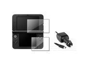 eForCity 2 LCD Kit Reusable Screen Protector Black Car Charger Bundle Compatible With Nintendo 3DS XL LL