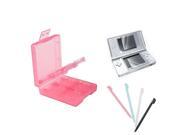 eForCity 2 LCD Kit Reusable Screen Protector Blue White Black Pink 4 Piece Stylus Light Coral Game Card Case 16 in 1 Compatible With Nintendo DS Lite