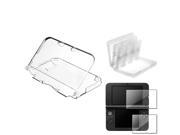 eForCity 3 in 1 Combo for Nintendo 3DS XL LL Clear Crystal Case 2 LCD Kit Screen Protector White 24 in 1 Game Card Case