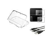 eForCity 2 LCD Kit Reusable Screen Protector Clear Crystal Case Black Charging Cable Bundle Compatible With Nintendo 3DS XL LL