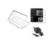 eForCity Car Charger Clear Crystal Case 2 LCD Screen Protector For Nintendo 3DS XL