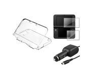 eForCity Clear Crystal Case Cover 2 LCD Screen Protector Car Charger For Nintendo 3DS XL