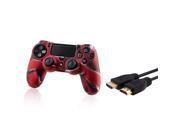 eForCity Camouflage Navy Red Silicone Skin Case with FREE 3FT High Speed HDMI Cable with Ethernet M M Compatible with Sony PlayStation 4 PS4 Controller