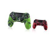 eForCity 2 Pack Silicone Skin Case Combo Camouflage Navy Green Camouflage Navy Red Compatible with Sony PlayStation 4 PS4 Controller