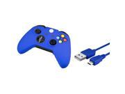eForCity 2 Pack Blue Controller silicone Case with FREE 10FT Blue Micro USB 2 in 1 Cable Compatible with Xbox One