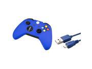 eForCity 2 Pack Blue Controller silicone Case with FREE 6FT Blue Micro USB 2 in 1 Cable Compatible with Xbox One