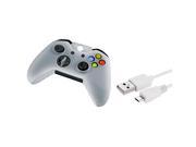 eForCity 2 Pack White Controller silicone Case with FREE 6FT White Micro USB 2 in 1 Cable Compatible with Xbox One