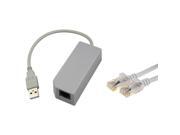 eForCity Brand USB Lan Adapter Cate5e Ethernet 25ft White Cable for Nintendo Wii