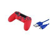 eForCity Blue 10FT Micro USB Charger Cable Red Controller Case Cover Compatible With Sony PS4 controller