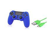 eForCity Green 10FT Micro USB Charger Cable Blue Skin Case Cover Compatible With Sony PS4 controller