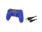 eForCity Black 3.3FT Micro USB Charger Cable Blue Skin Case Cover Compatible With Sony PS4 controller