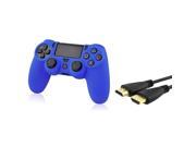 eForCity Blue Silicone Controller Case with FREE 15 FT 4.6 M High Speed HDMI Cable M M Compatible with Sony PlayStation PS4