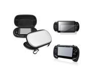 eForCity Silver EVA Case Cover Black Hand Grip Clear Screen Protector Compatible With Sony PS Vita PSV