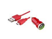 eForCity Red 2 Port USB Mini Car DC Charger Adapter 10FT Cable For Cellphone Mobile Samsung Galaxy Note 4 Edge N9100