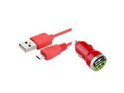eForCity Red 2 Port USB Mini DC Car Charger Adapter 6FT Cable For Cellphone Samsung Galaxy Note 4 3 Edge N9100