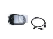 eForCity Clear LCD Screen Protector 2 in 1 USB Data Cable Charger Cable for Sony PSP 3000