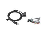 eForCity Black Wireless Controller Charing Cable Premium Component AV Cable For Microsoft xbox 360