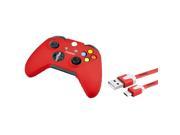 eForCity Red Controller silicone Case with FREE 3FT Red Micro USB 2 in 1 Flat Noodle Cable Compatible with Xbox One