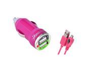 eForCity Mini Pink Car Charger USB Data Cable Cord For Samsung Galaxy Note 2 N7100 S4 i9500 S3 I9300
