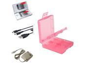 eForCity Coral 16in1 Card Case Cover USB Cable Grey AC Charger 2 LCD Protector Compatible With Nintendo DS Lite