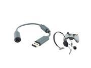 eForCity Mono Headset with Microphone Wired Controller USB Breakaway Cable Cord for Microsoft Xbox 360