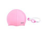eForCity Kids Child Adjustable Non Fogging Anti UV Swim Swimming Goggles Silicone Elastic Swimming Hat Swim Cap Pink