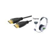 eForCity 15 ft 15ft Premium HDMI Cable 1080P White Headset Headphone For Microsoft xbox 360 Slim