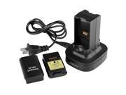 Black Dual Battery Charger Charging Station For Xbox360