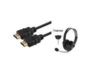 eForCity Black Headset With Noise Canceling Microphone 6Ft M M HDMI Cable compatible with Xbox 360