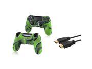 eForCity Camouflage Navy Green Silicone Skin Case with FREE 10FT High Speed HDMI Cable with Ethernet M M Compatible with Sony PlayStation 4 PS4 Controller